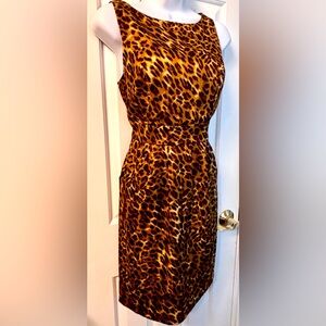 XOXO Brown & Black Leopard  🐆 Print Sheath Dress Bateau Neckline & Pockets